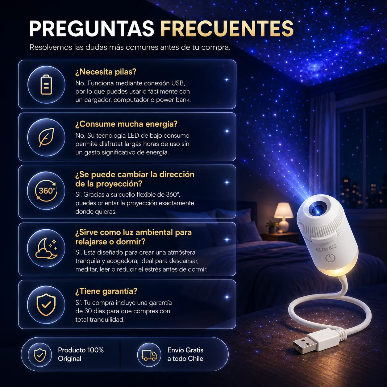 Klovius l Proyector de cielo Estrellado y Creador de Ambientes Relajantes en habitaciones