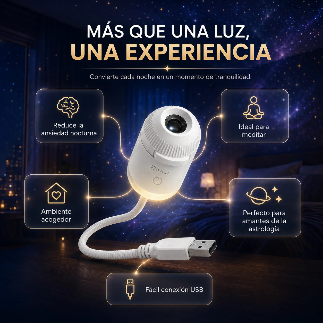 Klovius l Proyector de cielo Estrellado y Creador de Ambientes Relajantes en habitaciones