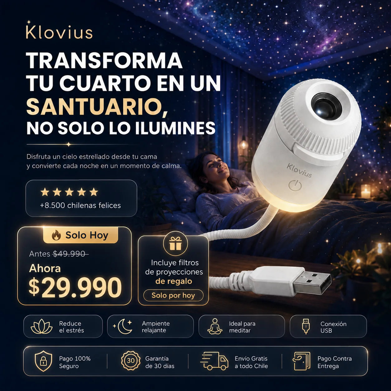 Klovius l Proyector de cielo Estrellado y Creador de Ambientes Relajantes en habitaciones