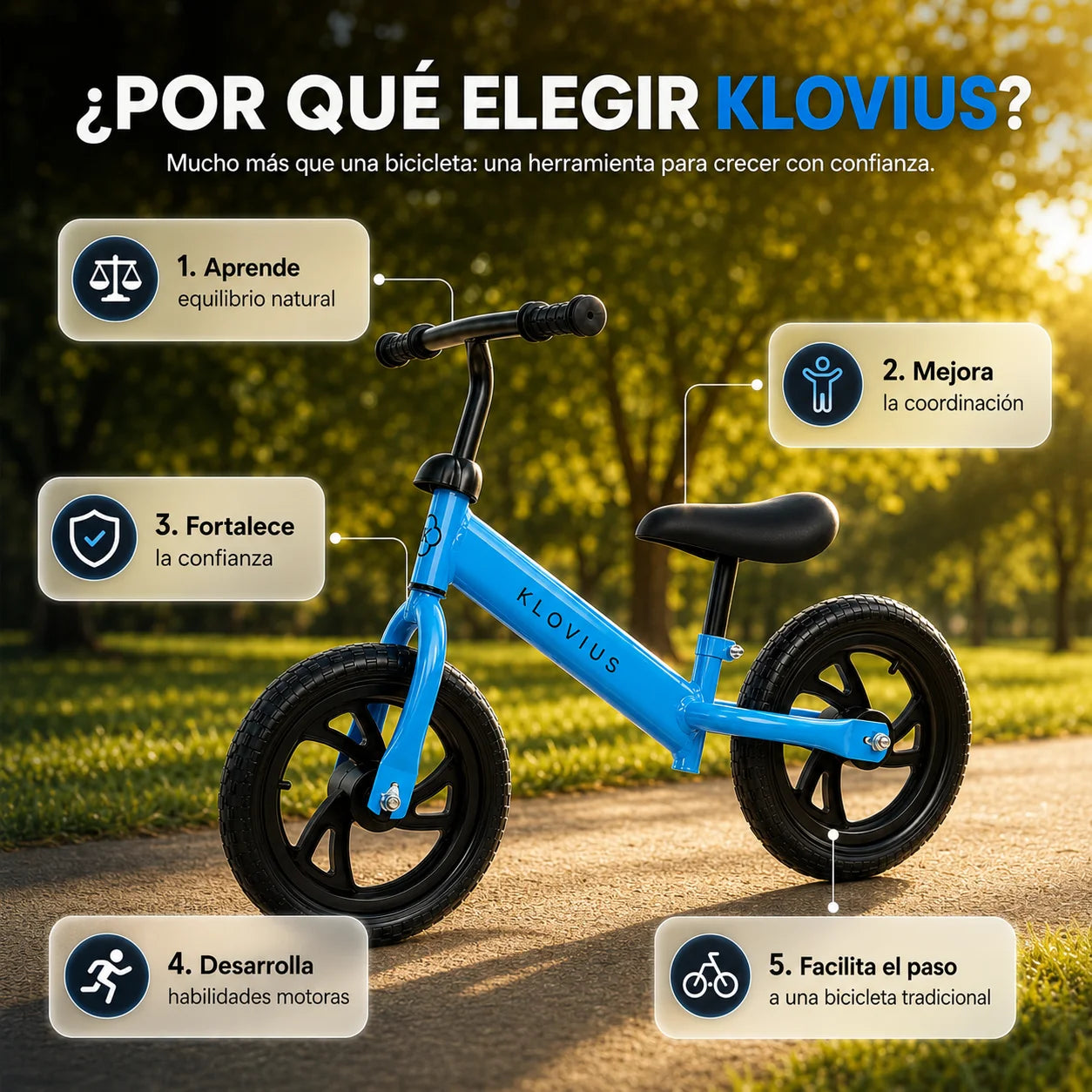 Klovius Balance Bike  Bicicleta de aprendizaje y equilibrio