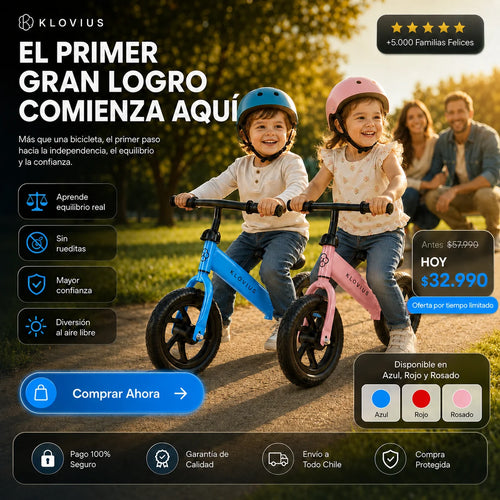 Klovius Balance Bike  Bicicleta de aprendizaje y equilibrio