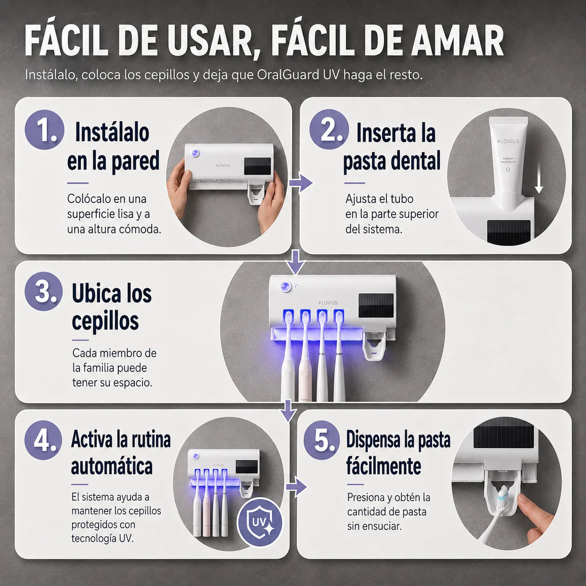 OralGuard l Esterilizador UV y Dispensador de Pasta Dental